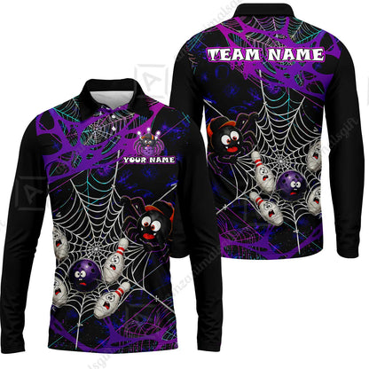 Custom Bowling Jersey Polo Shirt, Spider Bowling, Personalize Name and Team Name