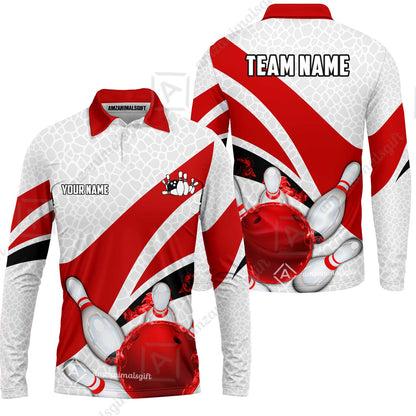 Custom Bowling Team Jersey, Ribbon Pattern Bowling Jersey Multicolor Polo Quarter-Zip Shirts, Bowling Uniforms Jerseys, Custom Name And Team Name