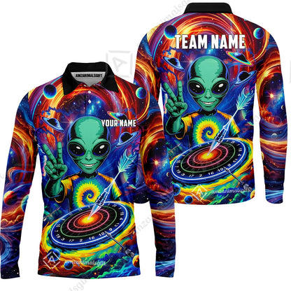 Custom Darts Team Jersey, Personalized Alien Vortex Strike Dart Polo Shirt For Players With Name & Team Name
