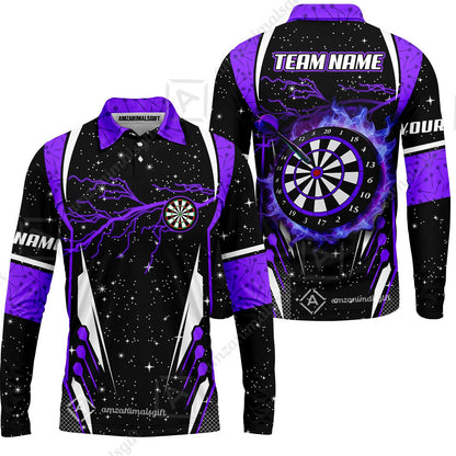 Custom Lightning Glitter Darts Team Unisex Polo Shirts, Customized Name Team Name Darts Team Jerseys Uniform