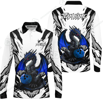 Custom Bowling Jersey Polo Shirt, Dragon Lover Custom Bowling Jersey Team Shirt For Players With Name & Team Name