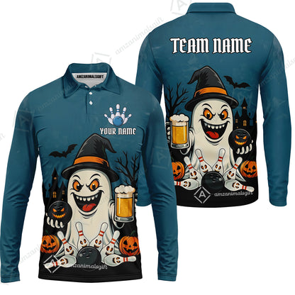 Custom Bowling Jersey Polo Shirt, Bowling Halloween Witch, Custom Bowling Jersey Team Shirt For Players With Name & Team Name
