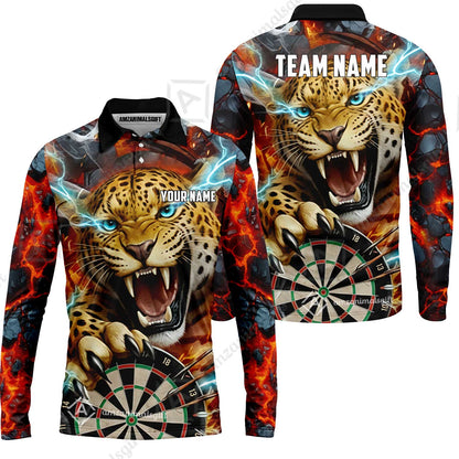 Custom Darts Team Jersey, Personalized Leopard Darts Polo Shirt For Players With Name & Team Name