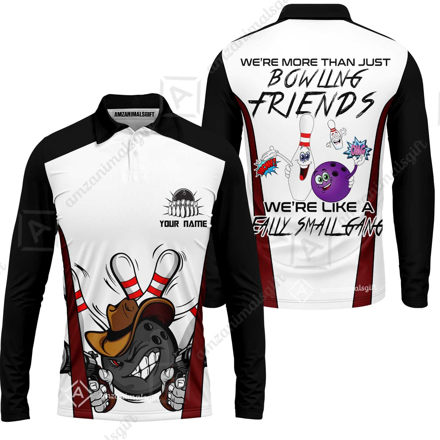 Customized Bowling Friends Polo Shirt, Really Small Gang Funny Bowling Team Polo Shirt, Perfect Outfit For Bowlers