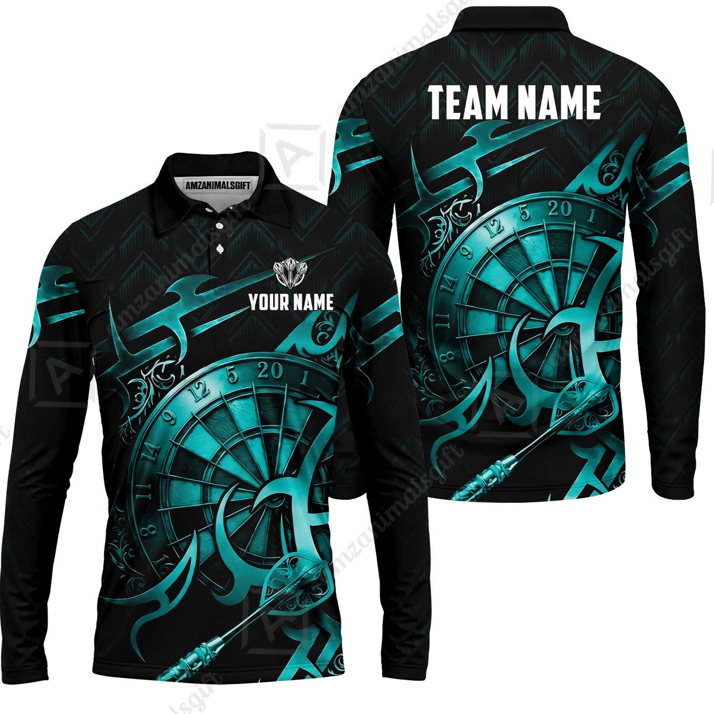 Custom Darts Jersey Polo Shirt, Tribal Darts & Mechanical Inferno, Custom Dart Jersey Team Shirt For Players With Name & Team Name
