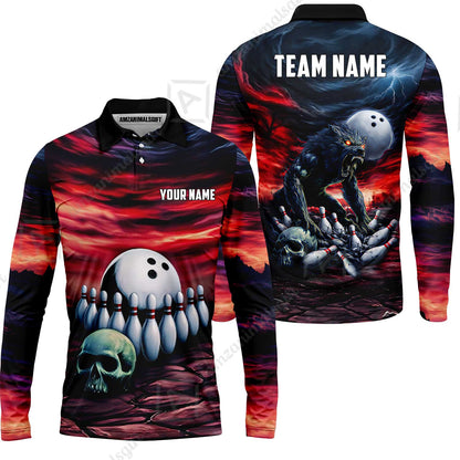 Custom Full Moon Werewolf Bowling Jersey Polo Shirt, Custom Full Moon Werewolf Bowling Jersey Team Shirt For Players With Name & Team Name