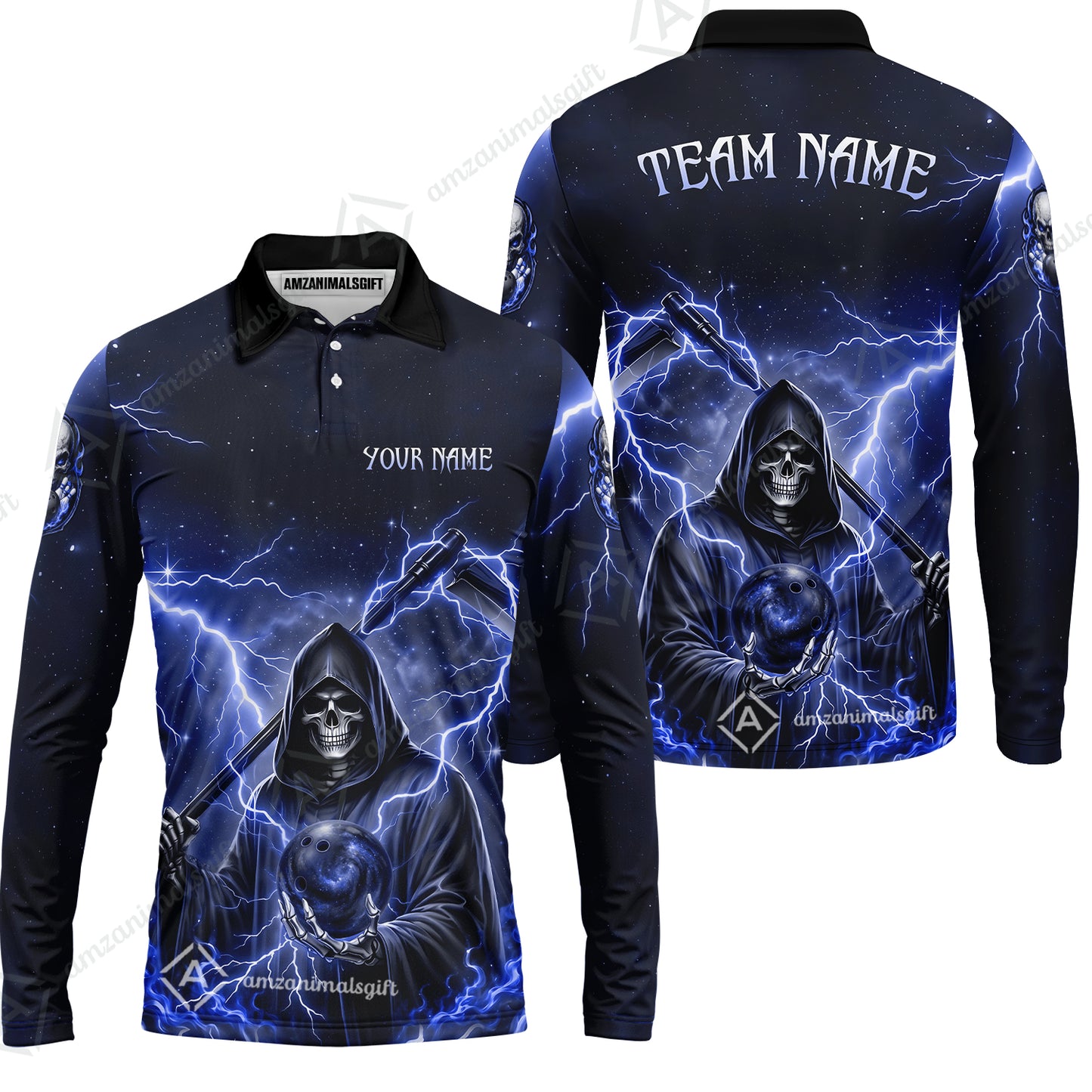 Custom Bowling Jersey Polo Shirt, Multiple Colors Death, Custom Bowling Jersey Team Shirt For Players With Name & Team Name