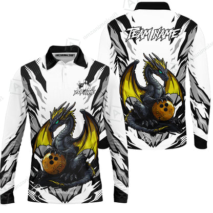 Custom Bowling Jersey Polo Shirt, Dragon Lover Custom Bowling Jersey Team Shirt For Players With Name & Team Name