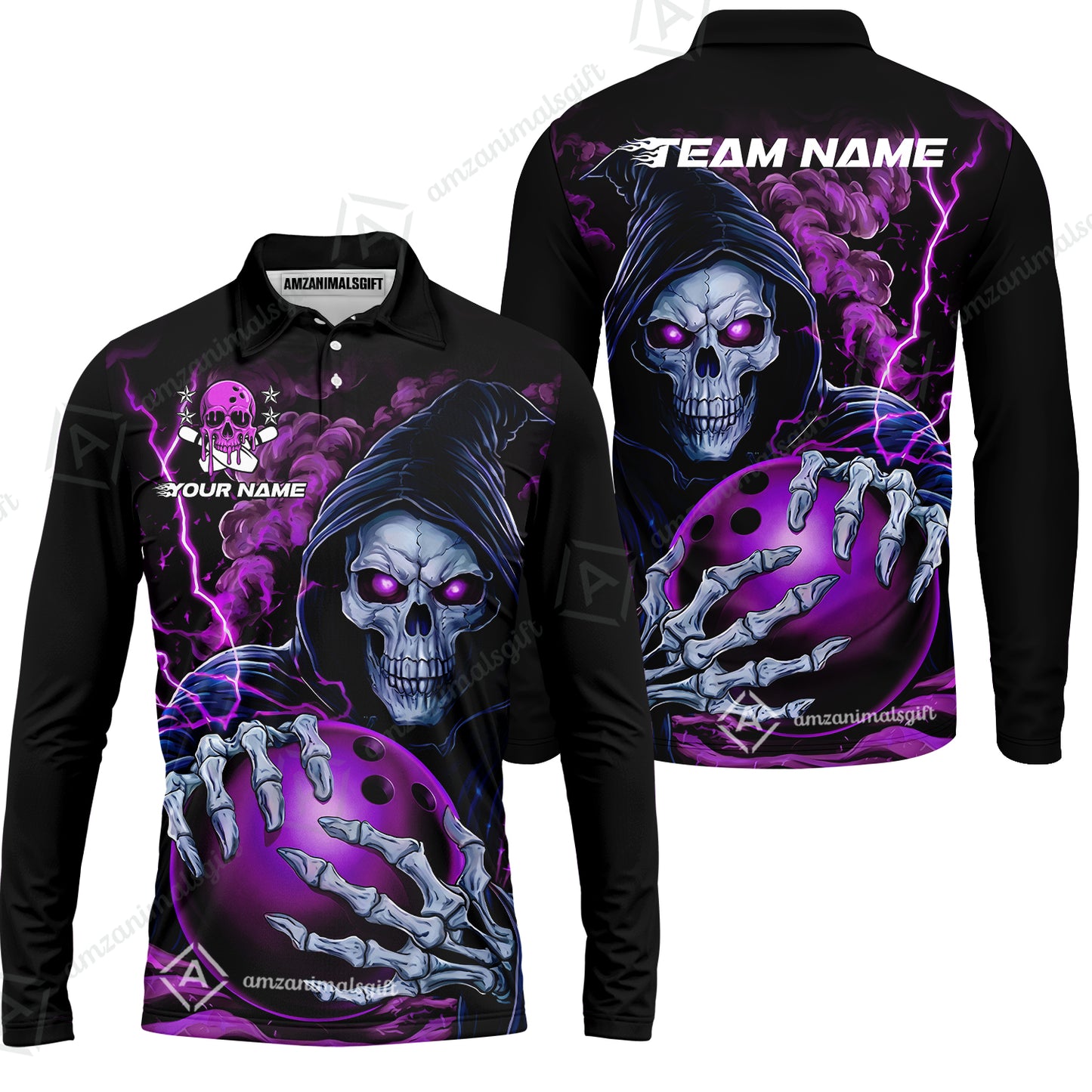 Custom Bowling Jersey Polo Shirt, The Death Hold Bowling Ball, Custom Bowling Jersey Team Shirt For Players With Name & Team Name