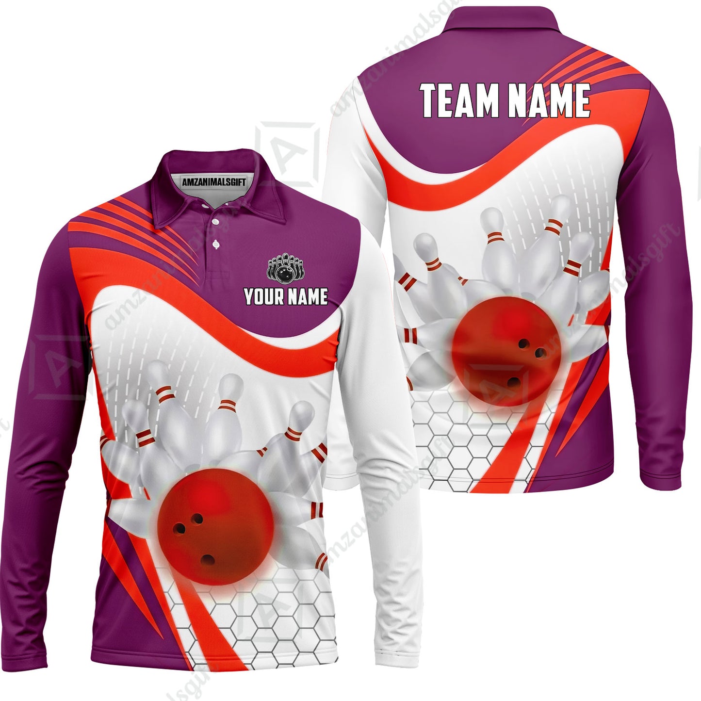 Custom Bowling Jersey Polo Shirt, Geometric Streamline & Fresh Mint, Custom Bowling Jersey Team Shirt For Players With Name & Team Name