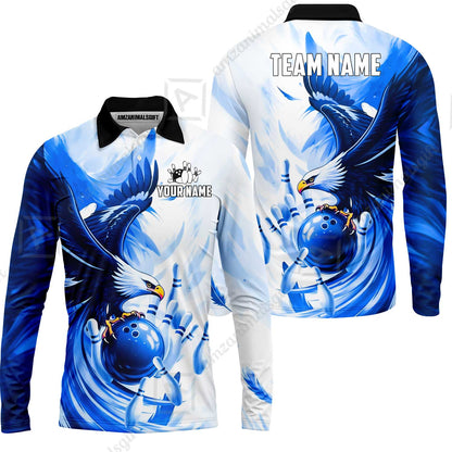 Custom Bowling Jersey Polo Shirt, Soaring Eagle, Custom Bowling Jersey Team Shirt For Players With Name & Team Name