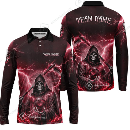 Custom Bowling Jersey Polo Shirt, Multiple Colors Death, Custom Bowling Jersey Team Shirt For Players With Name & Team Name
