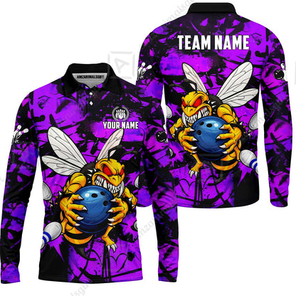 Custom Bowling Jersey Polo Shirt, The Wild Wasp Strike, Custom Bowling Jersey Team Shirt For Players With Name & Team Name