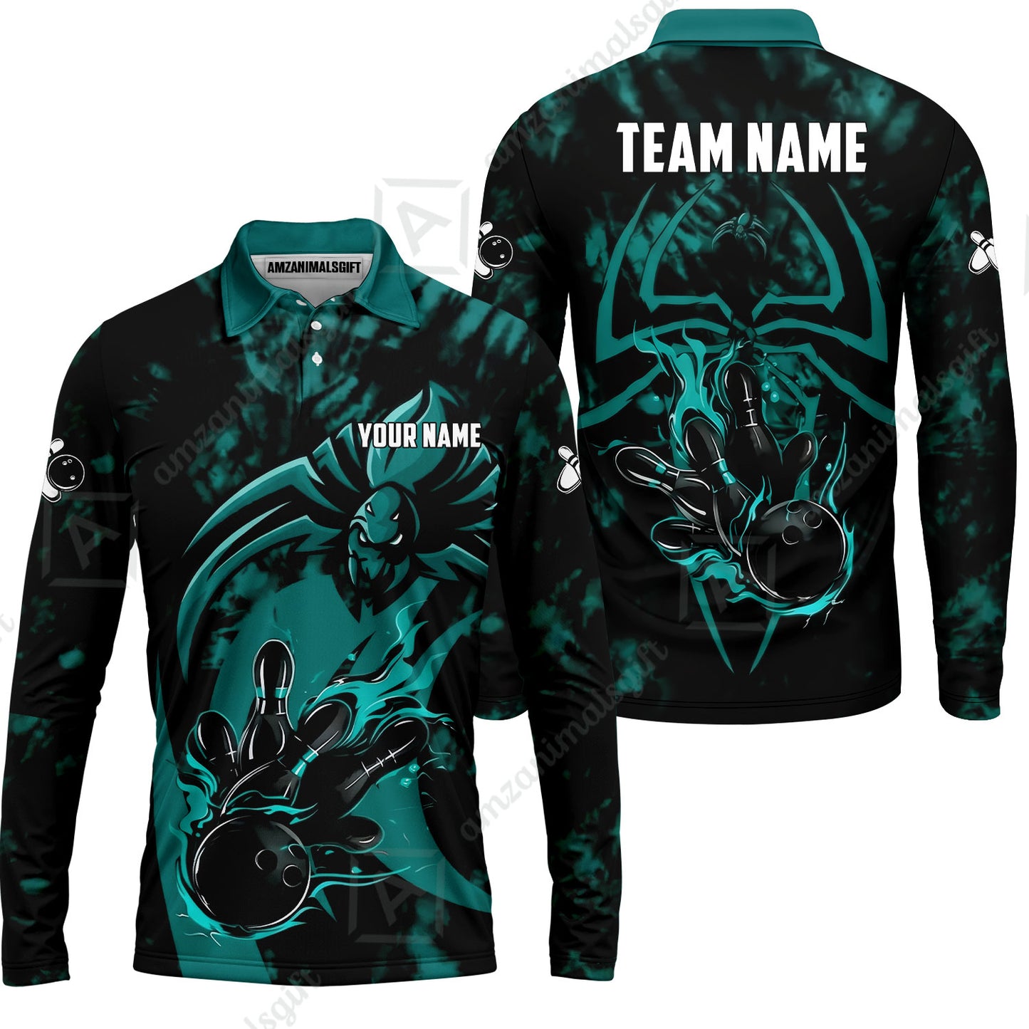 Custom Bowling Jersey Polo Shirt, Neon Venom Spider Monster, Custom Bowling Jersey Team Shirt For Players With Name and Team Name