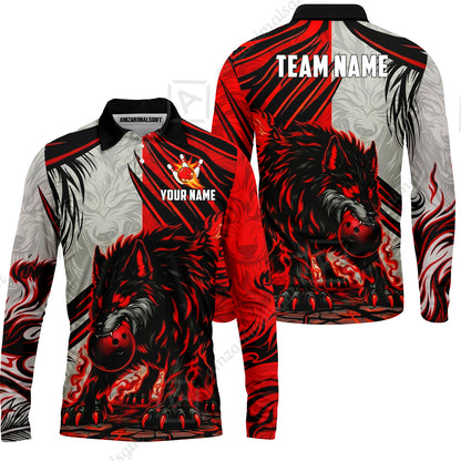Custom Bowling Jersey Polo Shirt, Lone Wolf Strike & Emerald Frost, Custom Bowling Jersey Team Shirt For Players With Name & Team Name