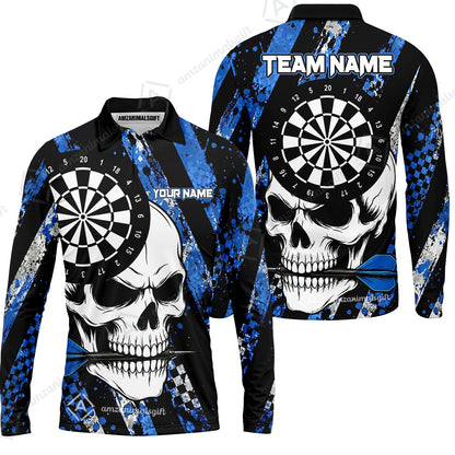 Custom Darts Jersey Polo Shirt, Skull Bites Dart, Custom Dart Jersey Team Shirt For Players With Name & Team Name
