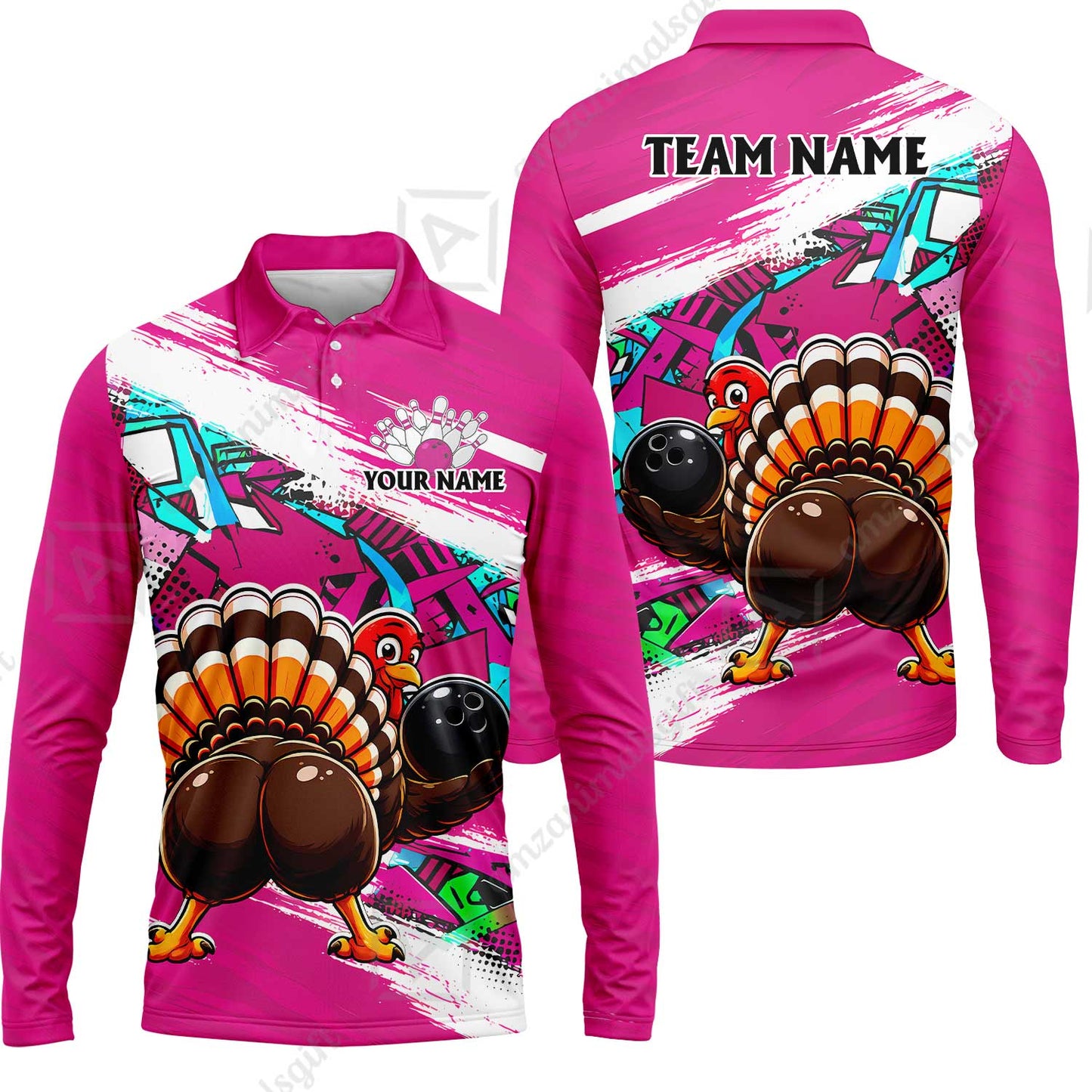 Custom Bowling Jersey Polo Shirt, Turkey Bowling, Personalized Name And Team Name