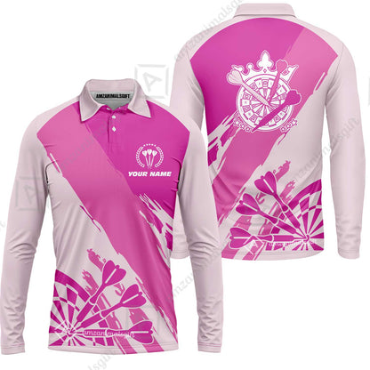 Customized Darts Women Polo Shirt, Light Dark Pink Team Shirt, Personalized Name Polo Shirt For Women - Perfect Gift For Darts Lovers, Darts Players