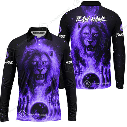 Custom Bowling Jersey Polo Shirt, Bowling Lion Of The Savannah, Custom Bowling Jersey Team Shirt For Players With Name & Team Name