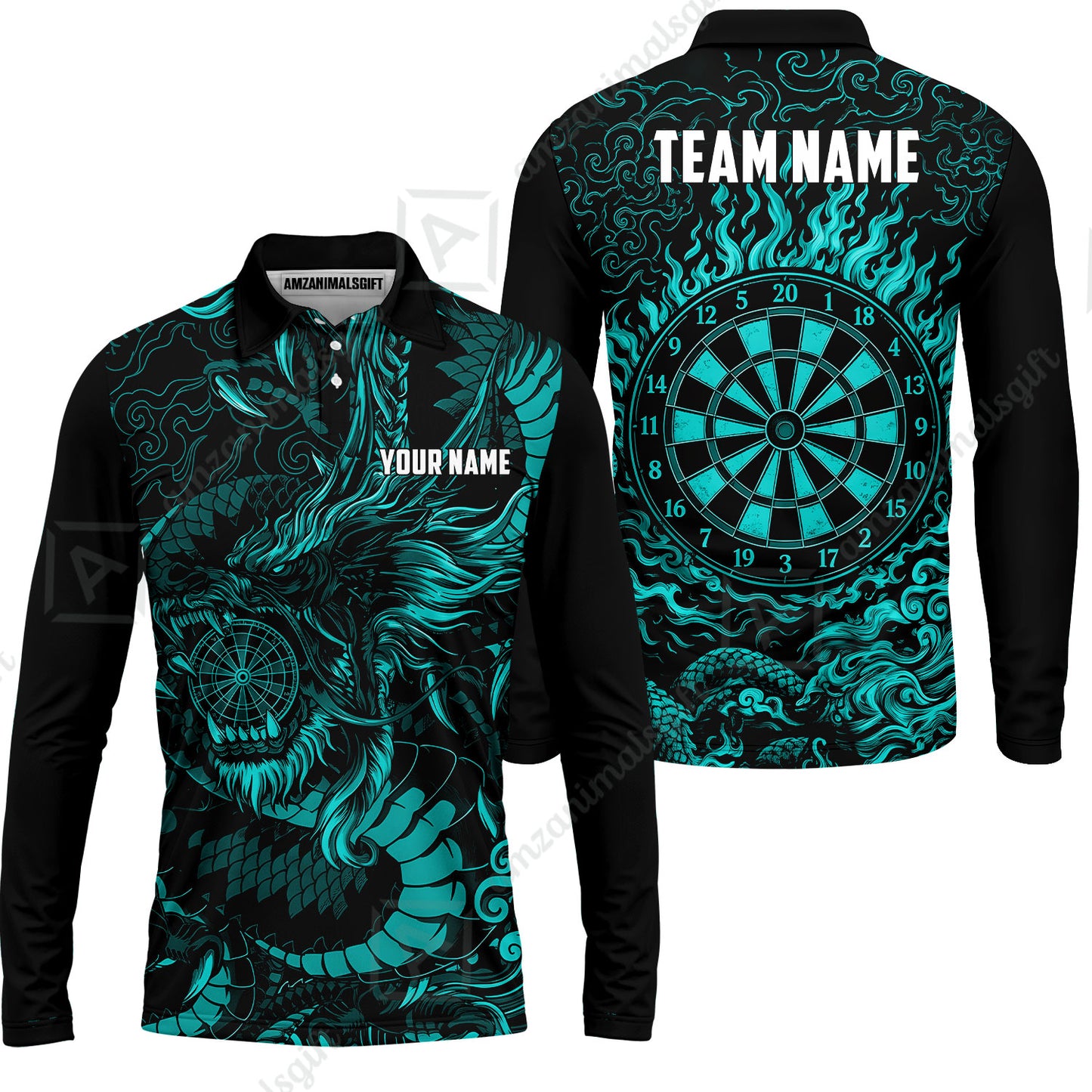 Custom Darts Jersey Polo Shirt, Dragon's Bullseye Darts, Custom Dart Jersey Team Shirt For Players With Name & Team Name