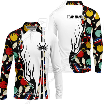Custom Bowling Team Jerseys Polo Shirts, Custom Multi Color Icon Bowling Uniforms Jerseys, Personalized Name And Team Name