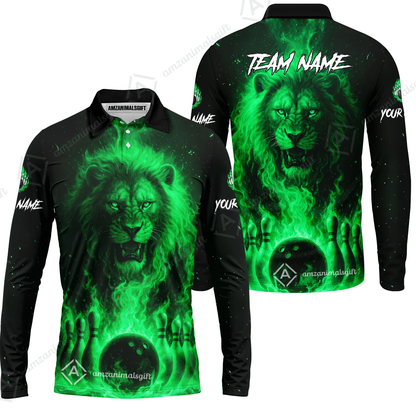 Custom Bowling Jersey Polo Shirt, Bowling Lion Of The Savannah, Custom Bowling Jersey Team Shirt For Players With Name & Team Name