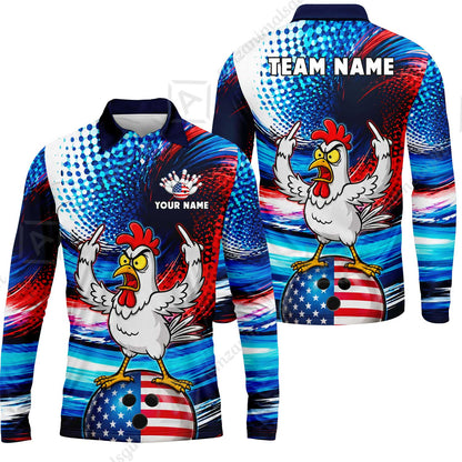 Custom Bowling Jersey Polo Shirt, Bad Chicken, Custom Bowling Jersey Team Shirt For Players With Name and Team Name