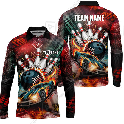 Custom Bowling Jersey Polo Shirt, Bowling Thunder Racing, Custom Bowling Jersey Team Shirt For Players With Name and Team Name