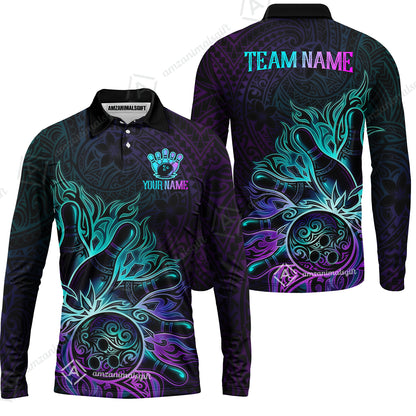Custom Bowling Jersey Polo Shirt, Maori Tattoo Bowling, Custom Bowling Jersey Team Shirt For Players With Name & Team Name