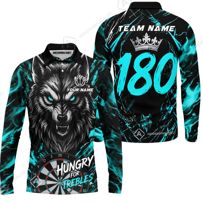 Custom Darts Jersey Polo Shirt, Wolf 180, Custom Dart Jersey Team Shirt For Players With Name & Team Name