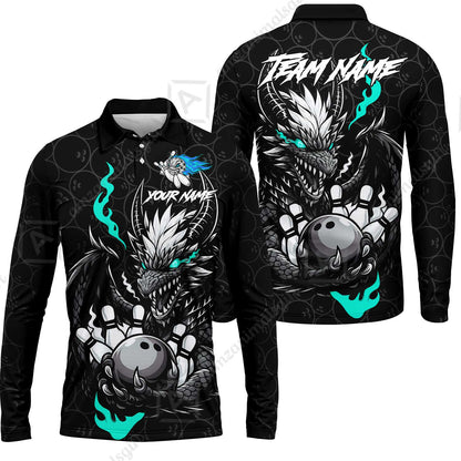 Custom Badass Dragon Bowling Jersey Polo Shirt, Custom Badass Dragon Bowling Team Shirt For Players With Name & Team Name