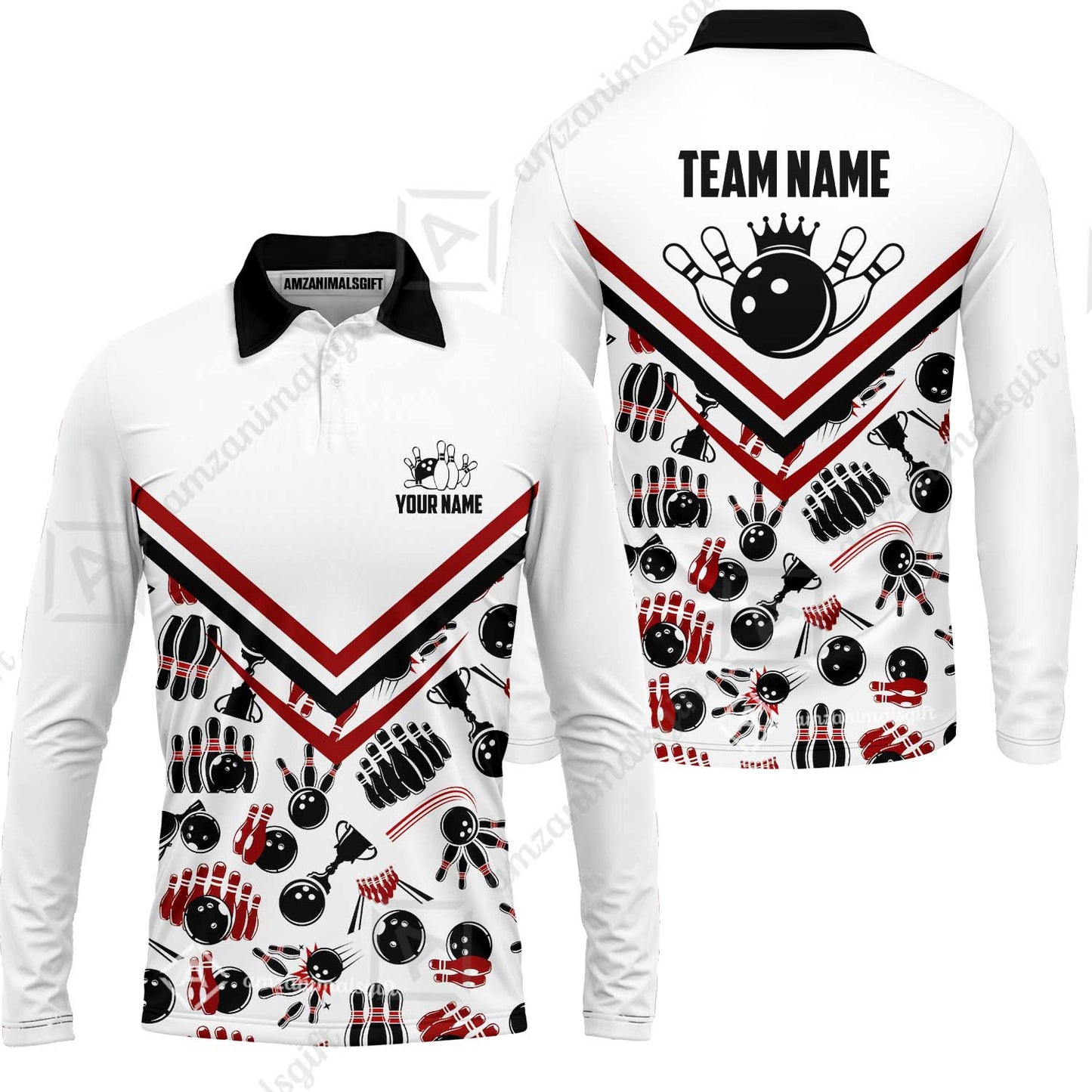 Custom Bowling Strike Bowling Pattern Team Unisex Polo Shirts, Customize your very own unique bowling uniforms jersey designs