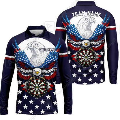 Custom Darts Jersey Polo Shirt, American Eagle, Custom Dart Jersey Team Shirt For Players With Name & Team Name