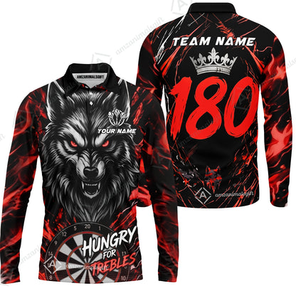 Custom Darts Jersey Polo Shirt, Wolf 180, Custom Dart Jersey Team Shirt For Players With Name & Team Name