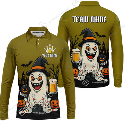 Custom Bowling Jersey Polo Shirt, Bowling Halloween Witch, Custom Bowling Jersey Team Shirt For Players With Name & Team Name