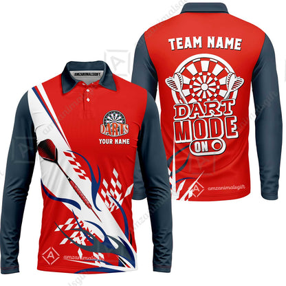 Custom Darts Mode On Multi-Color Team Jersey Polo Quarter-Zip Shirts, Customized Name Team Name Darts Team Jerseys Uniform