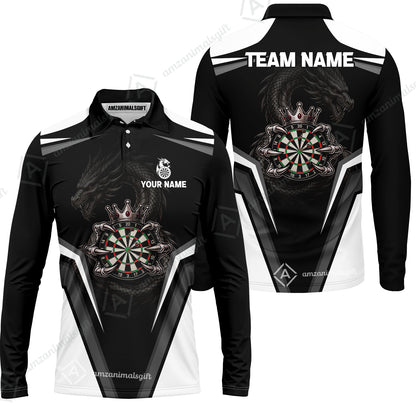 Custom Gothic Dark Dragon Royal Darts Jersey Polo Shirt, Custom Gothic Dark Dragon Royal Dart Jersey Team Shirt For Players With Name and Team Name