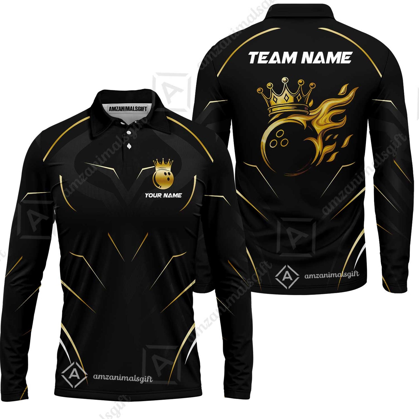 Customized Bowling Long Sleeve Polo Shirt, Custom Crown Bowling Multicolor Team Style Uniform Jersey for Bowlers