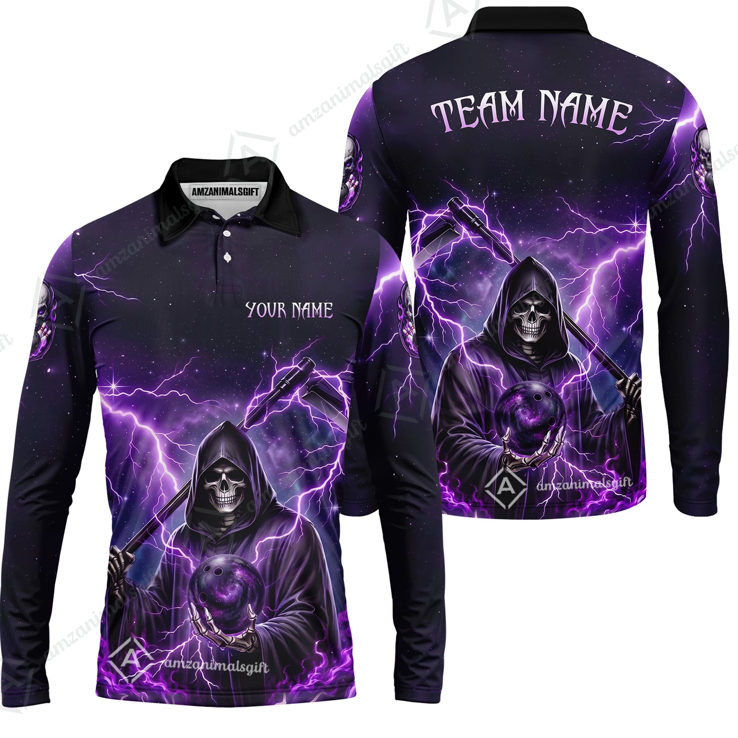 Custom Bowling Jersey Polo Shirt, Multiple Colors Death, Custom Bowling Jersey Team Shirt For Players With Name & Team Name