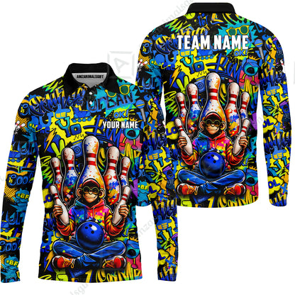 Custom Bowling Jersey Polo Shirt, Master Monkey Juggling, Custom Bowling Jersey Team Shirt For Players With Name & Team Name