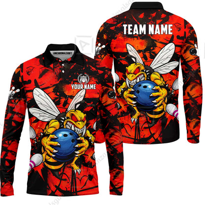 Custom Bowling Jersey Polo Shirt, The Wild Wasp Strike, Custom Bowling Jersey Team Shirt For Players With Name & Team Name