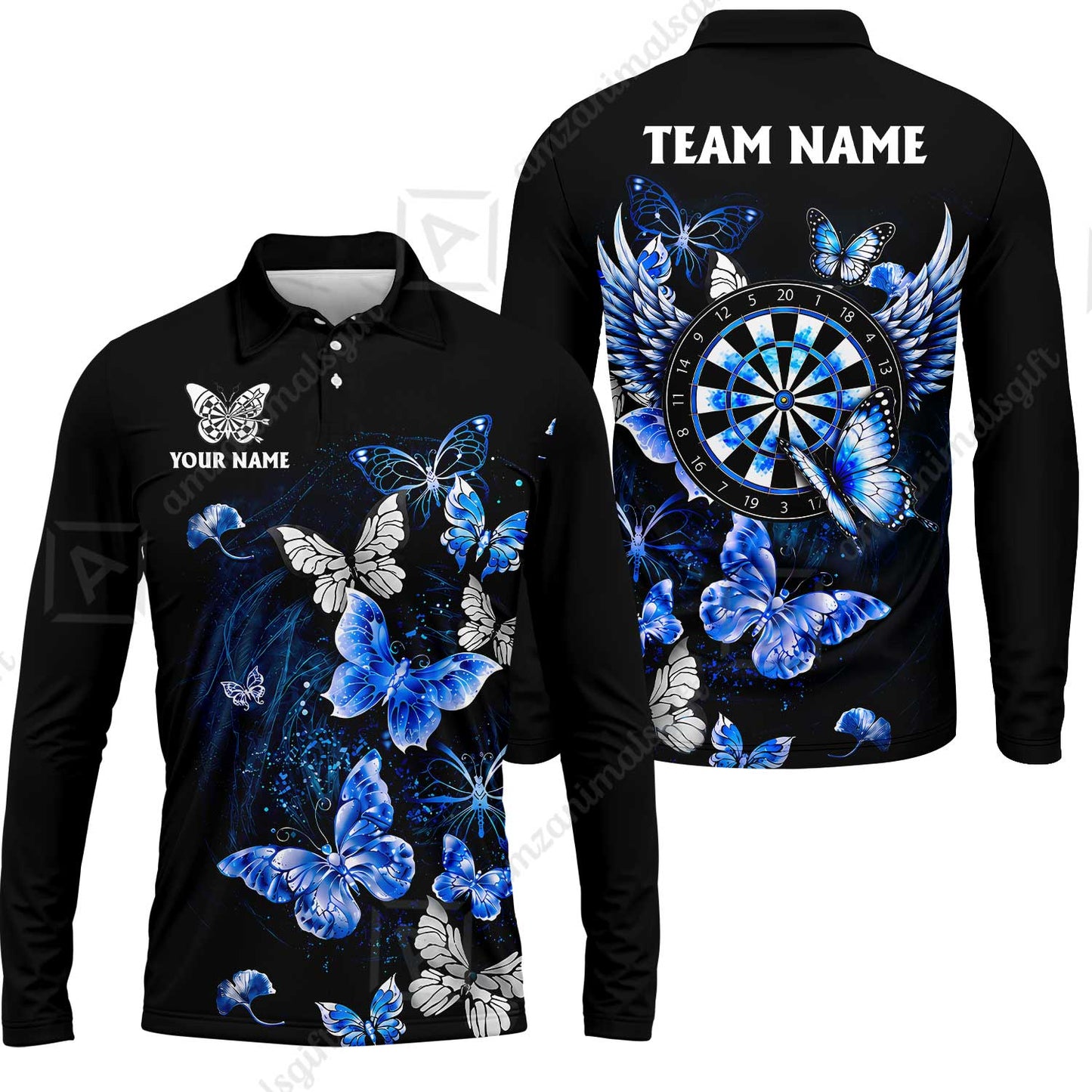 Custom Dart Jersey Team Shirt For Players, Dreamy Nebula & Angelic Butterflies, Personalize Name and Team Name