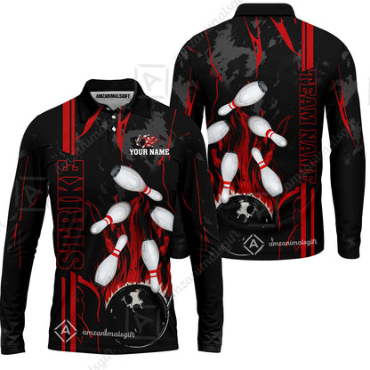 Custom Team Name Bowling Strike Team  Bowling Jersey - Custom Name Bowling Strike Personalized Bowling Polo Shirt - Uniform Shirt For Bowlers