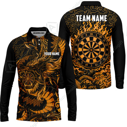 Custom Darts Jersey Polo Shirt, Dragon's Bullseye Darts, Custom Dart Jersey Team Shirt For Players With Name & Team Name