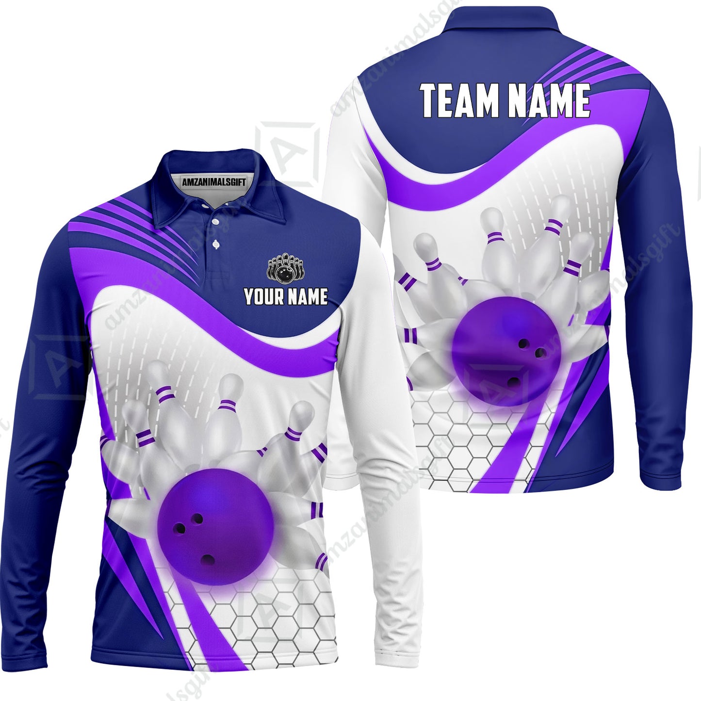 Custom Bowling Jersey Polo Shirt, Geometric Streamline & Fresh Mint, Custom Bowling Jersey Team Shirt For Players With Name & Team Name