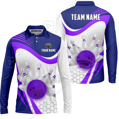 Custom Bowling Jersey Polo Shirt, Geometric Streamline & Fresh Mint, Custom Bowling Jersey Team Shirt For Players With Name & Team Name