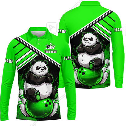 Custom Bowling Jersey Polo Shirt, Panda Mascot Bowling Custom Bowling Jersey Team Shirt For Players With Name & Team Name