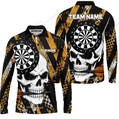 Custom Darts Jersey Polo Shirt, Skull Bites Dart, Custom Dart Jersey Team Shirt For Players With Name & Team Name