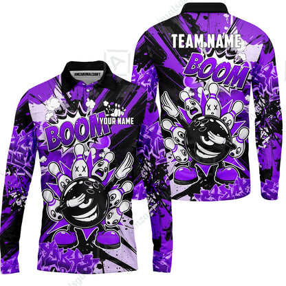 Custom Bowling Jersey Polo Shirt, Dabbing Cartoon Monster, Custom Bowling Jersey Team Shirt For Players With Name & Team Name