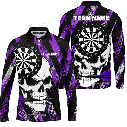 Custom Darts Jersey Polo Shirt, Skull Bites Dart, Custom Dart Jersey Team Shirt For Players With Name & Team Name